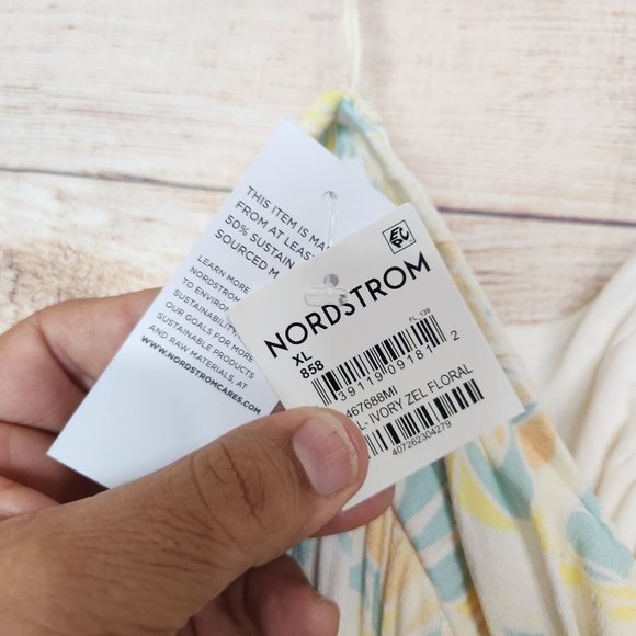 NWT BP Nordstrom Floral Halter Dress  Teal Ivory Zel Floral Size XL - Picture 13 of 14